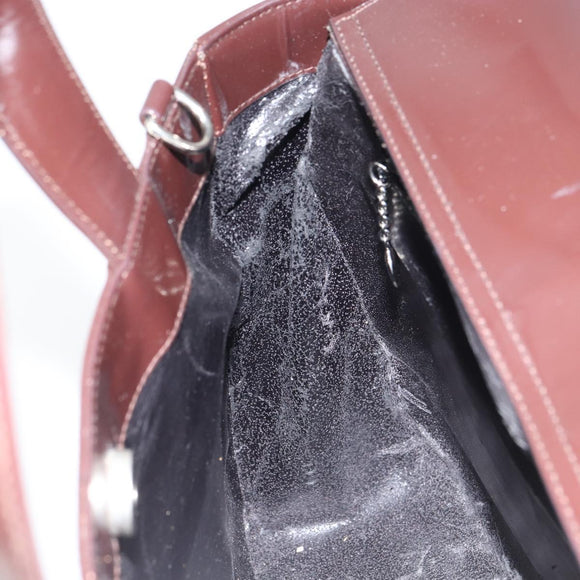 GUCCI Hand Bag Enamel Brown Silver 000 1013 0504 Auth gh1513