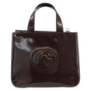 GUCCI Hand Bag Enamel Brown Silver 000 1013 0504 Auth gh1513-2