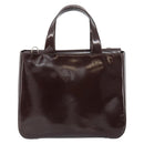 GUCCI Hand Bag Enamel Brown Silver 000 1013 0504 Auth gh1513-3