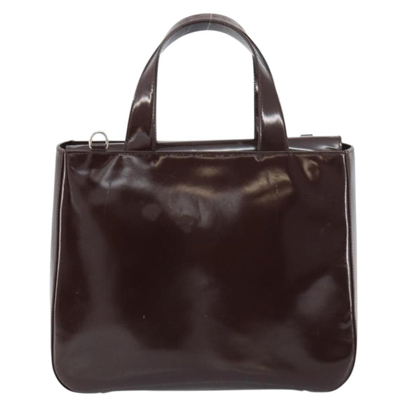 GUCCI Hand Bag Enamel Brown Silver 000 1013 0504 Auth gh1513