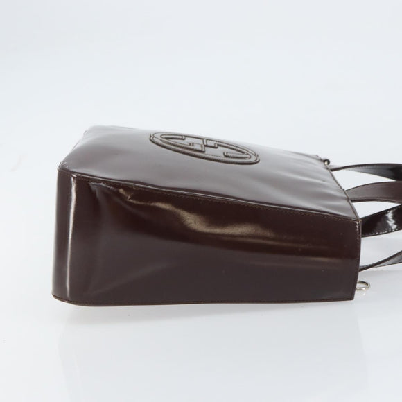 GUCCI Hand Bag Enamel Brown Silver 000 1013 0504 Auth gh1513