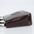 GUCCI Hand Bag Enamel Brown Silver 000 1013 0504 Auth gh1513-5