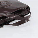 GUCCI Hand Bag Enamel Brown Silver 000 1013 0504 Auth gh1513-7