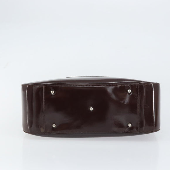 GUCCI Hand Bag Enamel Brown Silver 000 1013 0504 Auth gh1513