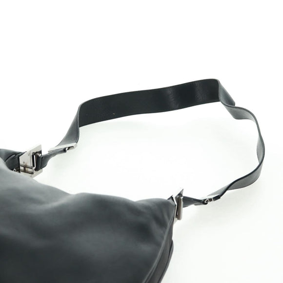 GUCCI Shoulder Bag Leather Black Silver 001 3341 3444 Auth gh1514