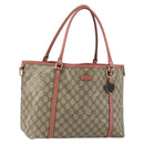 GUCCI GG Supreme Tote Bag PVC Beige Gold 197953 Auth gh1517-1