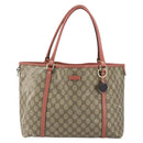 GUCCI GG Supreme Tote Bag PVC Beige Gold 197953 Auth gh1517-13