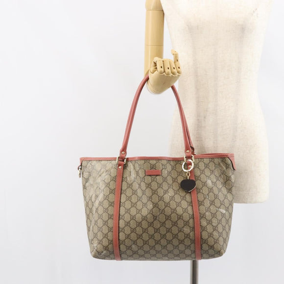 GUCCI GG Supreme Tote Bag PVC Beige Gold 197953 Auth gh1517