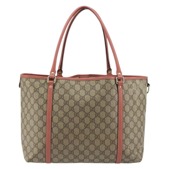 GUCCI GG Supreme Tote Bag PVC Beige Gold 197953 Auth gh1517