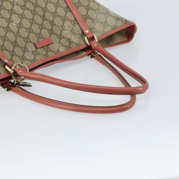 GUCCI GG Supreme Tote Bag PVC Beige Gold 197953 Auth gh1517