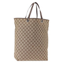 GUCCI GG Canvas Tote Bag Beige Silver 31242 Auth gh1518-1