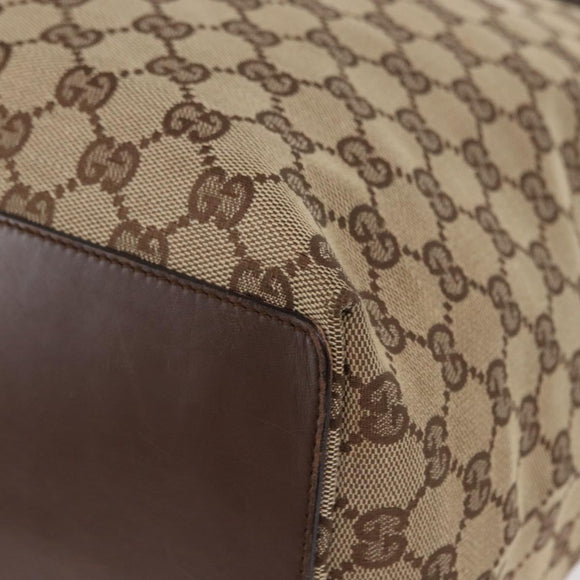 GUCCI GG Canvas Tote Bag Beige Silver 31242 Auth gh1518