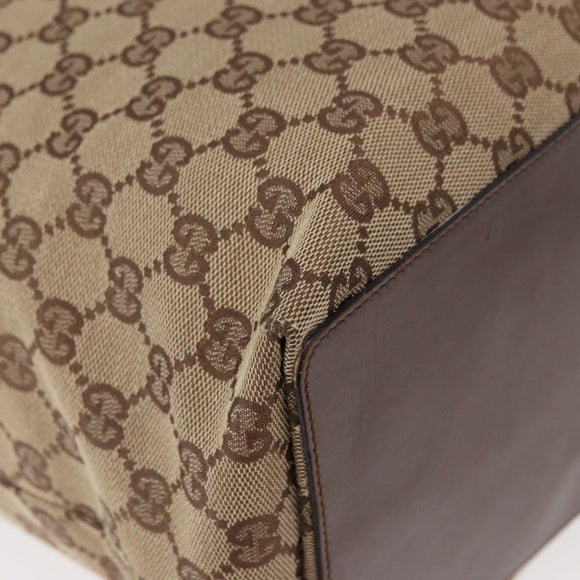 GUCCI GG Canvas Tote Bag Beige Silver 31242 Auth gh1518
