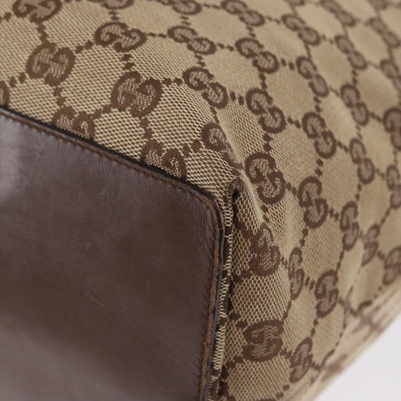 GUCCI GG Canvas Tote Bag Beige Silver 31242 Auth gh1518