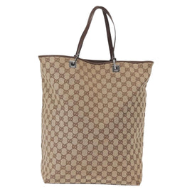 GUCCI GG Canvas Tote Bag Beige Silver 31242 Auth gh1518 - 0