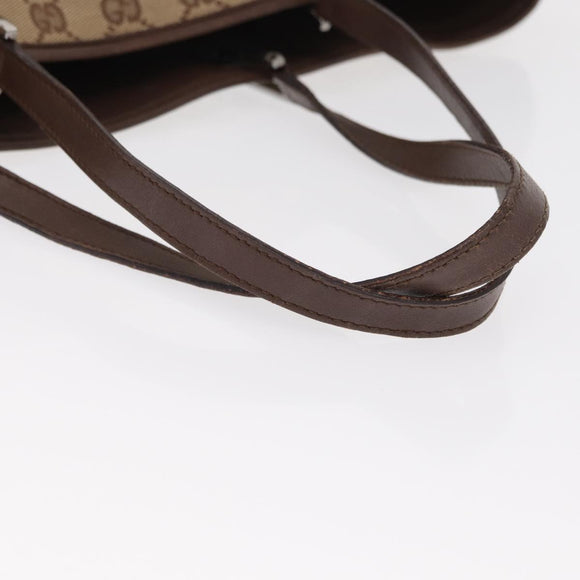 GUCCI GG Canvas Tote Bag Beige Silver 31242 Auth gh1518