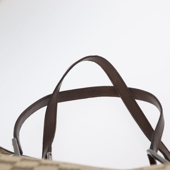 GUCCI GG Canvas Tote Bag Beige Silver 31242 Auth gh1518