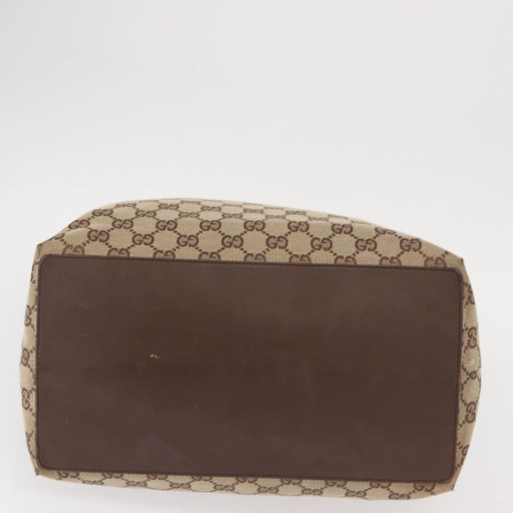 GUCCI GG Canvas Tote Bag Beige Silver 31242 Auth gh1518