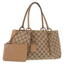 GUCCI GG Canvas Tote Bag Beige Gold 94898 Auth gh1520-1