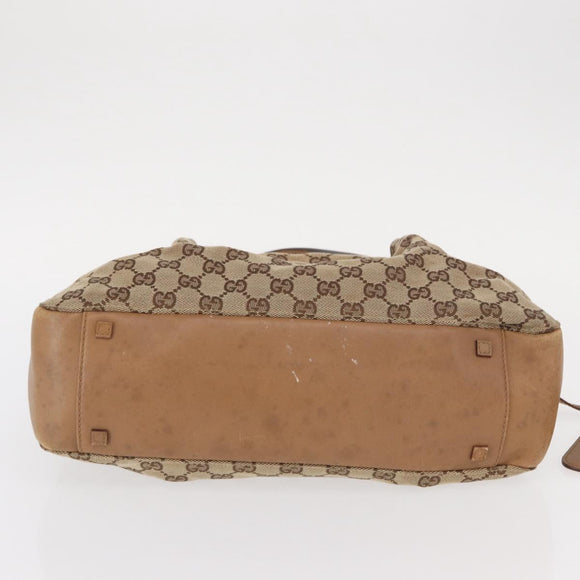 GUCCI GG Canvas Tote Bag Beige Gold 94898 Auth gh1520