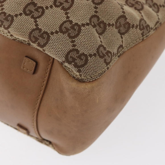GUCCI GG Canvas Tote Bag Beige Gold 94898 Auth gh1520