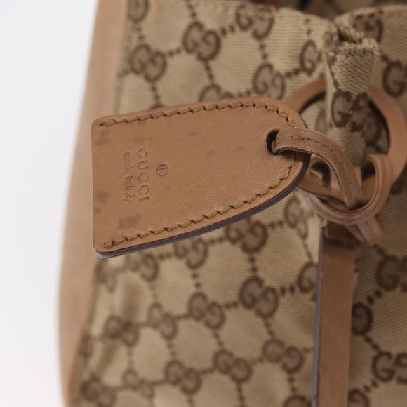 GUCCI GG Canvas Tote Bag Beige Gold 94898 Auth gh1520