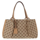 GUCCI GG Canvas Tote Bag Beige Gold 94898 Auth gh1520-13