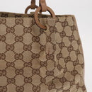 GUCCI GG Canvas Tote Bag Beige Gold 94898 Auth gh1520-3