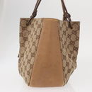 GUCCI GG Canvas Tote Bag Beige Gold 94898 Auth gh1520-4