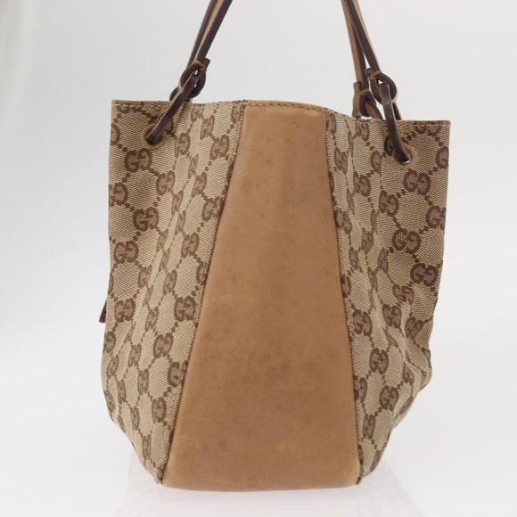 GUCCI GG Canvas Tote Bag Beige Gold 94898 Auth gh1520