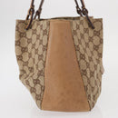 GUCCI GG Canvas Tote Bag Beige Gold 94898 Auth gh1520-5
