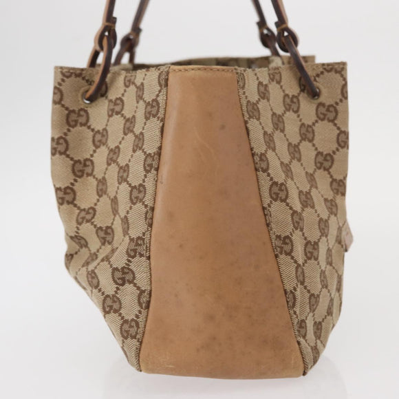 GUCCI GG Canvas Tote Bag Beige Gold 94898 Auth gh1520