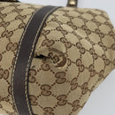 GUCCI GG Canvas Web Sherry Line Tote Bag Beige Gold 211937 Auth gh1522-9