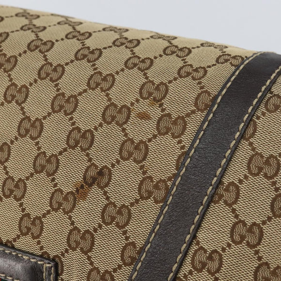 GUCCI GG Canvas Web Sherry Line Tote Bag Beige Gold 211937 Auth gh1522