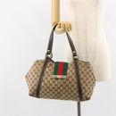 GUCCI GG Canvas Web Sherry Line Tote Bag Beige Gold 211937 Auth gh1522-23