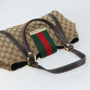 GUCCI GG Canvas Web Sherry Line Tote Bag Beige Gold 211937 Auth gh1522-6