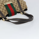 GUCCI GG Canvas Web Sherry Line Tote Bag Beige Gold 211937 Auth gh1522-7