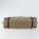GUCCI GG Canvas Web Sherry Line Tote Bag Beige Gold 211937 Auth gh1522-5