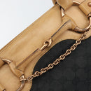 GUCCI GG Canvas Tote Bag Black Gold 114913 Auth gh1523-10