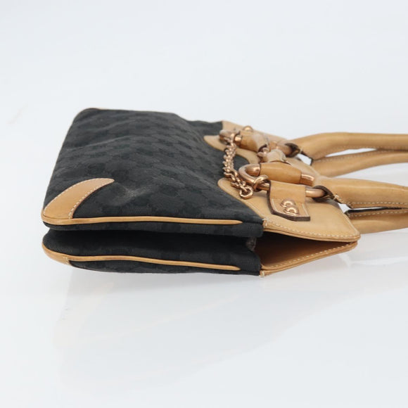 GUCCI GG Canvas Tote Bag Black Gold 114913 Auth gh1523