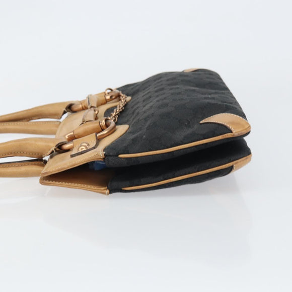 GUCCI GG Canvas Tote Bag Black Gold 114913 Auth gh1523