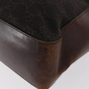 GUCCI GG Canvas Tote Bag Brown Silver 73983 Auth gh1524-14