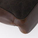 GUCCI GG Canvas Tote Bag Brown Silver 73983 Auth gh1524-15