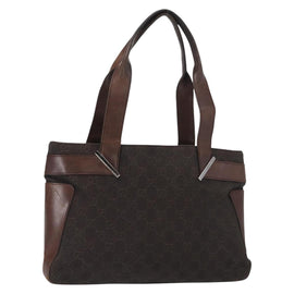 GUCCI GG Canvas Tote Bag Brown Silver 73983 Auth gh1524