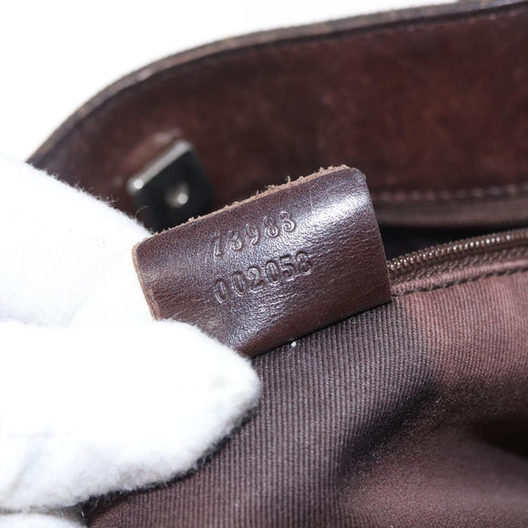 GUCCI GG Canvas Tote Bag Brown Silver 73983 Auth gh1524