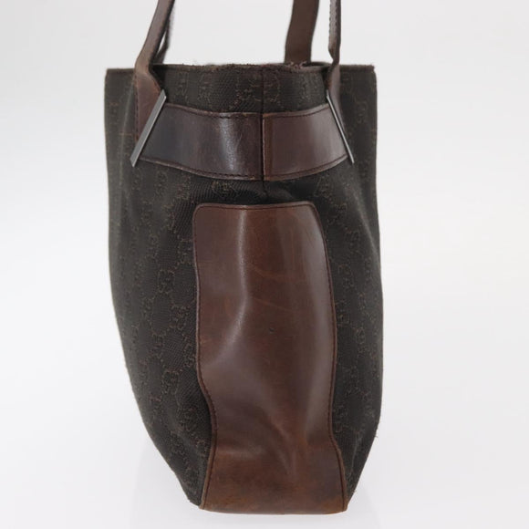 GUCCI GG Canvas Tote Bag Brown Silver 73983 Auth gh1524