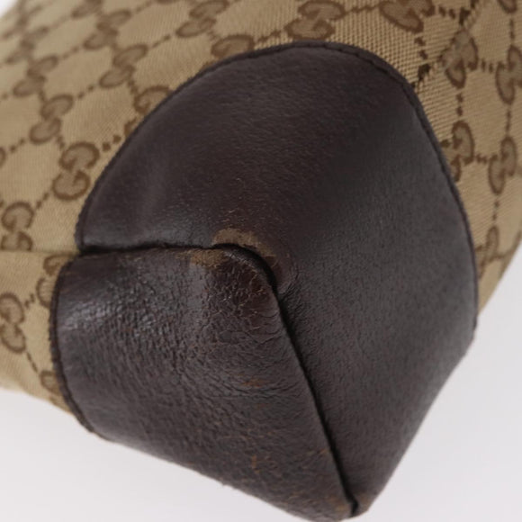 GUCCI GG Canvas Shoulder Bag Beige Silver 114273 Auth gh1525