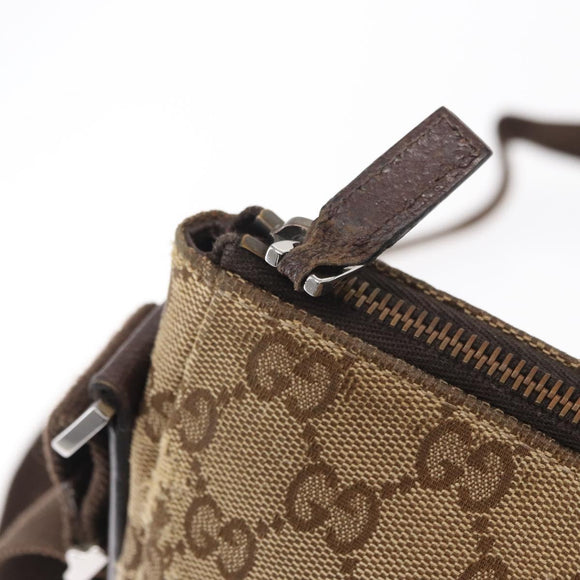 GUCCI GG Canvas Shoulder Bag Beige Silver 114273 Auth gh1525