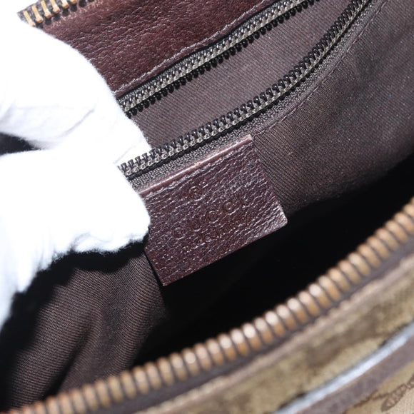 GUCCI GG Canvas Shoulder Bag Beige Silver 114273 Auth gh1525