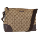 GUCCI GG Canvas Shoulder Bag Beige Silver 114273 Auth gh1525-1